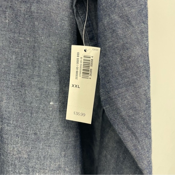 NWT Old Navy Slim Fit Long Sleeve Button Down Denim Style Shirt, Sz XXL chambray - Picture 2 of 9